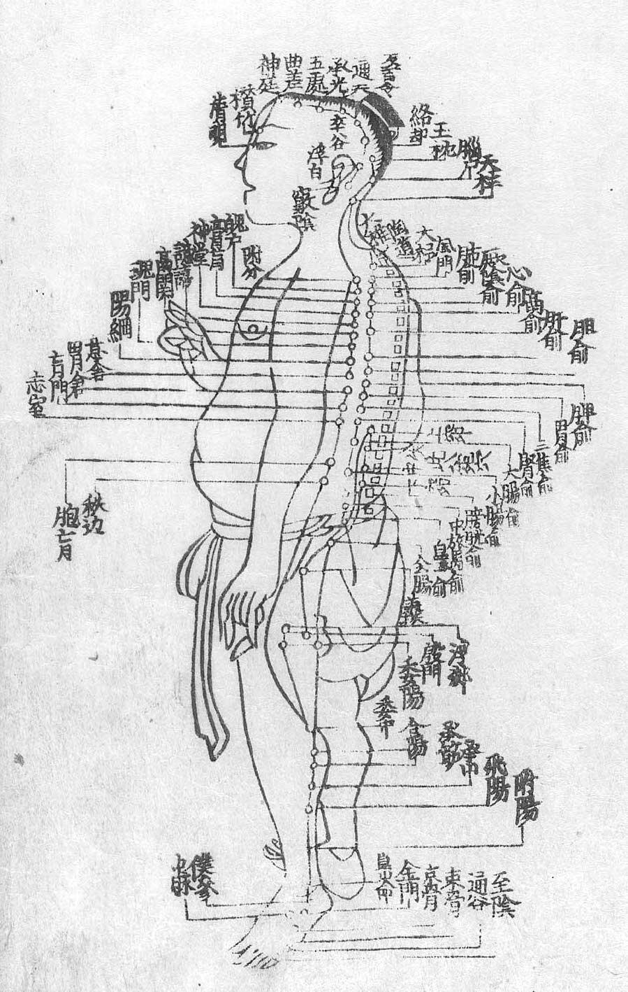 Leitbahntafel in einer japanischen Ausgabe von Hua Shous Shisi jing fahui, Edo 1716